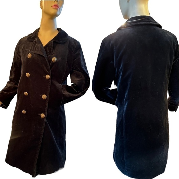 J. Crew Y2K Velvet Military Style Pea Coat - Picture 1 of 9